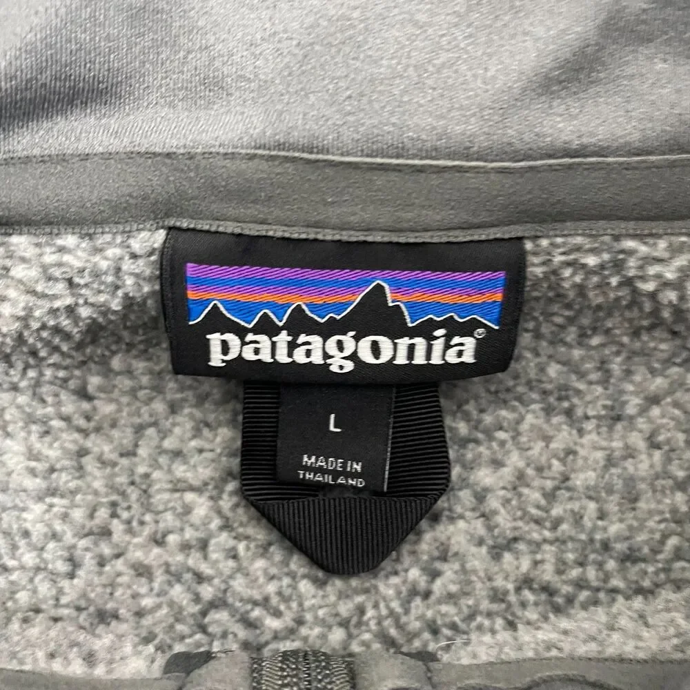 Patagonia‎ Better Sweater 1/4 Zip Men L Gray Fleece Purdue Company Logo Pullover